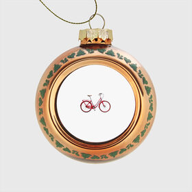 Стеклянный ёлочный шар с принтом Велосипед в Санкт-Петербурге, Стекло | Диаметр: 80 мм | bicycle | байсикл | велик | красный | москва | педали