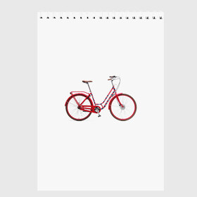 Скетчбук с принтом Велосипед в Санкт-Петербурге, 100% бумага
 | 48 листов, плотность листов — 100 г/м2, плотность картонной обложки — 250 г/м2. Листы скреплены сверху удобной пружинной спиралью | bicycle | байсикл | велик | красный | москва | педали