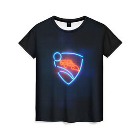 Женская футболка 3D с принтом Rocket League в Санкт-Петербурге, 100% полиэфир ( синтетическое хлопкоподобное полотно) | прямой крой, круглый вырез горловины, длина до линии бедер | rocket league