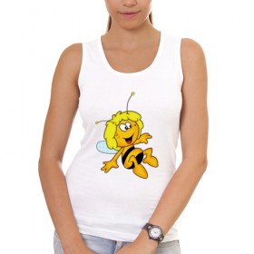 Женская майка хлопок с принтом пчелка Майя в Санкт-Петербурге, 95% хлопок, 5% эластан |  | вилли | майя | мая | пчелка | пчёлка майя | флип