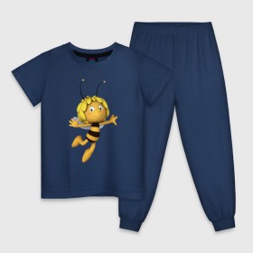 Детская пижама хлопок с принтом пчелка Майя в Санкт-Петербурге, 100% хлопок |  брюки и футболка прямого кроя, без карманов, на брюках мягкая резинка на поясе и по низу штанин
 | вилли | майя | мая | пчелка | пчёлка майя | флип