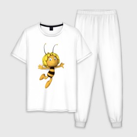 Мужская пижама хлопок с принтом пчелка Майя в Санкт-Петербурге, 100% хлопок | брюки и футболка прямого кроя, без карманов, на брюках мягкая резинка на поясе и по низу штанин
 | вилли | майя | мая | пчелка | пчёлка майя | флип