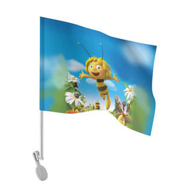 Флаг для автомобиля с принтом Пчелка Майя в Санкт-Петербурге, 100% полиэстер | Размер: 30*21 см | Тематика изображения на принте: вилли | майя | мая | пчелка | пчёлка майя | флип