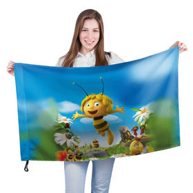 Флаг 3D с принтом Пчелка Майя в Санкт-Петербурге, 100% полиэстер | плотность ткани — 95 г/м2, размер — 67 х 109 см. Принт наносится с одной стороны | Тематика изображения на принте: вилли | майя | мая | пчелка | пчёлка майя | флип