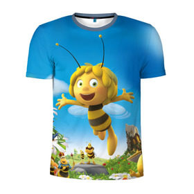 Мужская футболка 3D спортивная с принтом Пчелка Майя в Санкт-Петербурге, 100% полиэстер с улучшенными характеристиками | приталенный силуэт, круглая горловина, широкие плечи, сужается к линии бедра | вилли | майя | мая | пчелка | пчёлка майя | флип