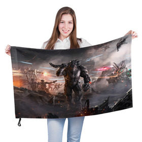 Флаг 3D с принтом Halo wars в Санкт-Петербурге, 100% полиэстер | плотность ткани — 95 г/м2, размер — 67 х 109 см. Принт наносится с одной стороны | halo