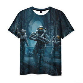 Мужская футболка 3D с принтом Halo wars в Санкт-Петербурге, 100% полиэфир | прямой крой, круглый вырез горловины, длина до линии бедер | Тематика изображения на принте: halo