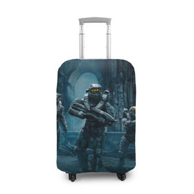 Чехол для чемодана 3D с принтом Halo wars в Санкт-Петербурге, 86% полиэфир, 14% спандекс | двустороннее нанесение принта, прорези для ручек и колес | halo