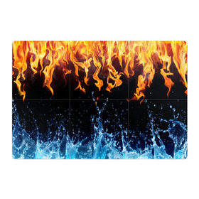 Магнитный плакат 3Х2 с принтом Две стихии в Санкт-Петербурге, Полимерный материал с магнитным слоем | 6 деталей размером 9*9 см | cold | fire | ice | вода water | лёд | огонь | пламя | стихиz | холод