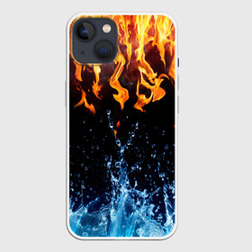 Чехол для iPhone 13 с принтом Две стихии в Санкт-Петербурге,  |  | cold | fire | ice | вода water | лёд | огонь | пламя | стихиz | холод