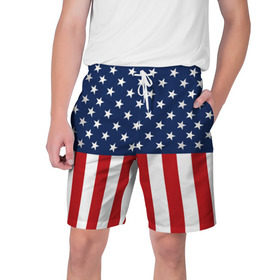 Мужские шорты 3D с принтом Флаг США в Санкт-Петербурге,  полиэстер 100% | прямой крой, два кармана без застежек по бокам. Мягкая трикотажная резинка на поясе, внутри которой широкие завязки. Длина чуть выше колен | flag | usa | патриотизм | сша | флаг