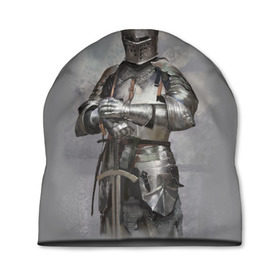 Шапка 3D с принтом Рыцарь в Санкт-Петербурге, 100% полиэстер | универсальный размер, печать по всей поверхности изделия | боец | воин | доспехи | король | латы | меч | рыцарь