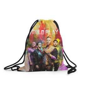 Рюкзак-мешок 3D с принтом Coldplay в Санкт-Петербурге, 100% полиэстер | плотность ткани — 200 г/м2, размер — 35 х 45 см; лямки — толстые шнурки, застежка на шнуровке, без карманов и подкладки | cold play | rock | колд плей | колд плэй | колдплей | колдплэй | рок