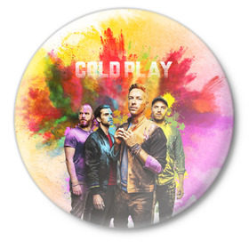 Значок с принтом Coldplay в Санкт-Петербурге,  металл | круглая форма, металлическая застежка в виде булавки | cold play | rock | колд плей | колд плэй | колдплей | колдплэй | рок