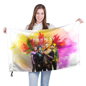 Флаг 3D с принтом Coldplay в Санкт-Петербурге, 100% полиэстер | плотность ткани — 95 г/м2, размер — 67 х 109 см. Принт наносится с одной стороны | cold play | rock | колд плей | колд плэй | колдплей | колдплэй | рок