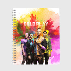 Тетрадь с принтом Coldplay в Санкт-Петербурге, 100% бумага | 48 листов, плотность листов — 60 г/м2, плотность картонной обложки — 250 г/м2. Листы скреплены сбоку удобной пружинной спиралью. Уголки страниц и обложки скругленные. Цвет линий — светло-серый
 | cold play | rock | колд плей | колд плэй | колдплей | колдплэй | рок