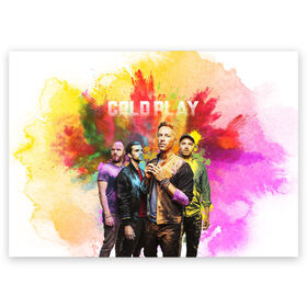 Поздравительная открытка с принтом Coldplay в Санкт-Петербурге, 100% бумага | плотность бумаги 280 г/м2, матовая, на обратной стороне линовка и место для марки
 | Тематика изображения на принте: cold play | rock | колд плей | колд плэй | колдплей | колдплэй | рок
