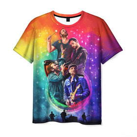 Мужская футболка 3D с принтом Coldplay в Санкт-Петербурге, 100% полиэфир | прямой крой, круглый вырез горловины, длина до линии бедер | 