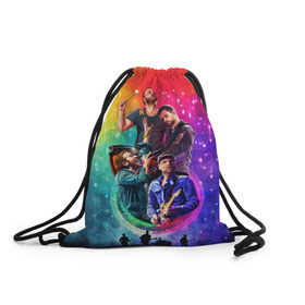 Рюкзак-мешок 3D с принтом Coldplay в Санкт-Петербурге, 100% полиэстер | плотность ткани — 200 г/м2, размер — 35 х 45 см; лямки — толстые шнурки, застежка на шнуровке, без карманов и подкладки | 