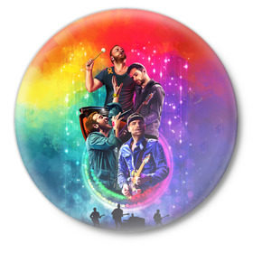 Значок с принтом Coldplay в Санкт-Петербурге,  металл | круглая форма, металлическая застежка в виде булавки | 