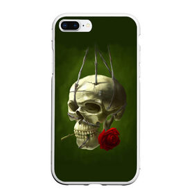 Чехол для iPhone 7Plus/8 Plus матовый с принтом Череп и роза в Санкт-Петербурге, Силикон | Область печати: задняя сторона чехла, без боковых панелей | кости | роза | скелет | хэллоуин | цветок | цветы | череп