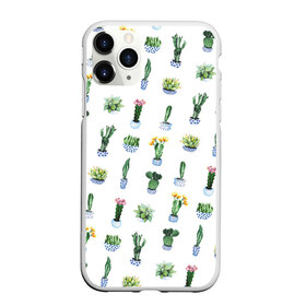 Чехол для iPhone 11 Pro матовый с принтом Кактусы в Санкт-Петербурге, Силикон |  | Тематика изображения на принте: горшок | зеленый | кактус | принт | растение | флора | цветы