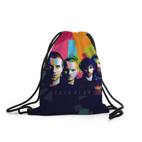 Рюкзак-мешок 3D с принтом Coldplay в Санкт-Петербурге, 100% полиэстер | плотность ткани — 200 г/м2, размер — 35 х 45 см; лямки — толстые шнурки, застежка на шнуровке, без карманов и подкладки | cold play | rock | колд плей | колд плэй | колдплей | колдплэй | рок
