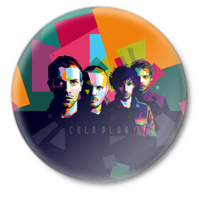 Значок с принтом Coldplay в Санкт-Петербурге,  металл | круглая форма, металлическая застежка в виде булавки | cold play | rock | колд плей | колд плэй | колдплей | колдплэй | рок