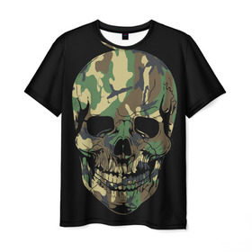 Мужская футболка 3D с принтом Череп Армия в Санкт-Петербурге, 100% полиэфир | прямой крой, круглый вырез горловины, длина до линии бедер | army | biker | ffm | skeleton | skull | армия | байкер | камуфляж | каска | скелет | череп | шлем