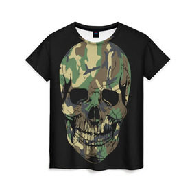 Женская футболка 3D с принтом Череп Армия в Санкт-Петербурге, 100% полиэфир ( синтетическое хлопкоподобное полотно) | прямой крой, круглый вырез горловины, длина до линии бедер | army | biker | ffm | skeleton | skull | армия | байкер | камуфляж | каска | скелет | череп | шлем