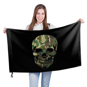 Флаг 3D с принтом Череп Армия в Санкт-Петербурге, 100% полиэстер | плотность ткани — 95 г/м2, размер — 67 х 109 см. Принт наносится с одной стороны | army | biker | ffm | skeleton | skull | армия | байкер | камуфляж | каска | скелет | череп | шлем