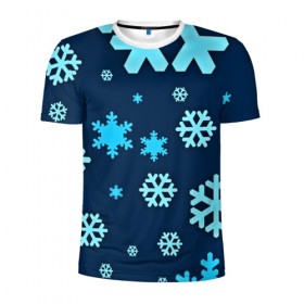 Мужская футболка 3D спортивная с принтом Снежинки в Санкт-Петербурге, 100% полиэстер с улучшенными характеристиками | приталенный силуэт, круглая горловина, широкие плечи, сужается к линии бедра | winter | зима | мороз | новый год | снег | снежинки | холод