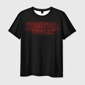 Мужская футболка 3D с принтом Logo ST в Санкт-Петербурге, 100% полиэфир | прямой крой, круглый вырез горловины, длина до линии бедер | stranger things | очень странные дела