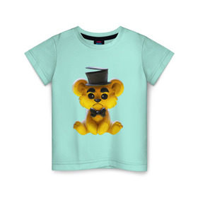 Детская футболка хлопок с принтом Golden Freddy в Санкт-Петербурге, 100% хлопок | круглый вырез горловины, полуприлегающий силуэт, длина до линии бедер | five nights at freddys | golden freddy | золотой фредди | медведь | мишка