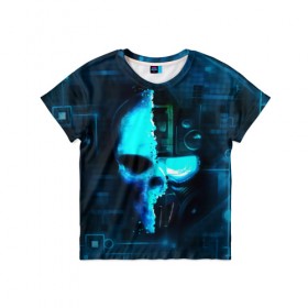 Детская футболка 3D с принтом Tom Clancy`s череп в Санкт-Петербурге, 100% гипоаллергенный полиэфир | прямой крой, круглый вырез горловины, длина до линии бедер, чуть спущенное плечо, ткань немного тянется | голова | маска | робот | череп