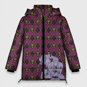 Женская зимняя куртка 3D с принтом Killer Queen x Kira Yoshikage в Санкт-Петербурге, верх — 100% полиэстер; подкладка — 100% полиэстер; утеплитель — 100% полиэстер | длина ниже бедра, силуэт Оверсайз. Есть воротник-стойка, отстегивающийся капюшон и ветрозащитная планка. 

Боковые карманы с листочкой на кнопках и внутренний карман на молнии | jojo | killer queen | kira yoshikage