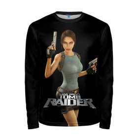 Мужской лонгслив 3D с принтом TOMB RAIDER в Санкт-Петербурге, 100% полиэстер | длинные рукава, круглый вырез горловины, полуприлегающий силуэт | Тематика изображения на принте: game | girl | gun | lara croft | tomb raider | девушка | игра | оружие | пистолет