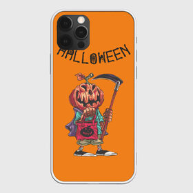 Чехол для iPhone 12 Pro Max с принтом Тыква с косой в Санкт-Петербурге, Силикон |  | halloween | helloween | голова | день всех святых | коса | светильник джека | фонарт джека | хеллоуин | хеловин | хэллоуин