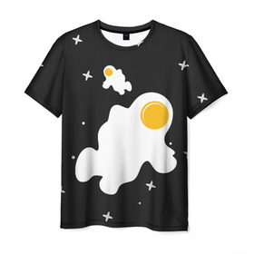 Мужская футболка 3D с принтом Космические яйца в Санкт-Петербурге, 100% полиэфир | прямой крой, круглый вырез горловины, длина до линии бедер | галактика | звезды | ночь | яичница