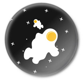Значок с принтом Космические яйца в Санкт-Петербурге,  металл | круглая форма, металлическая застежка в виде булавки | Тематика изображения на принте: галактика | звезды | ночь | яичница
