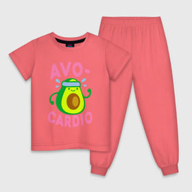 Детская пижама хлопок с принтом Avo-Cardio в Санкт-Петербурге, 100% хлопок |  брюки и футболка прямого кроя, без карманов, на брюках мягкая резинка на поясе и по низу штанин
 | авокадо | еда | кардио | спорт