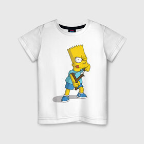 Детская футболка хлопок с принтом Bart Simpson в Санкт-Петербурге, 100% хлопок | круглый вырез горловины, полуприлегающий силуэт, длина до линии бедер | барт | разбойник | рогатка. | симпсоны