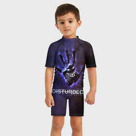 Детский купальный костюм 3D с принтом Рука Disturbed в Санкт-Петербурге, Полиэстер 85%, Спандекс 15% | застежка на молнии на спине | disturbed | альтернативный | группа | дистёрбд | метал | ню метал | нюметал | хеви | хеви метал | хевиметал