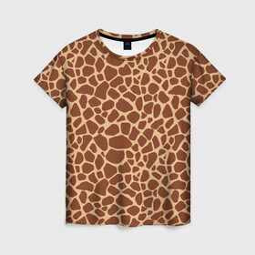 Женская футболка 3D с принтом Жираф в Санкт-Петербурге, 100% полиэфир ( синтетическое хлопкоподобное полотно) | прямой крой, круглый вырез горловины, длина до линии бедер | africa | afro | etnos | girafe | африка | афро | жираф | этно