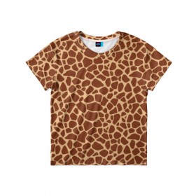 Детская футболка 3D с принтом Жираф в Санкт-Петербурге, 100% гипоаллергенный полиэфир | прямой крой, круглый вырез горловины, длина до линии бедер, чуть спущенное плечо, ткань немного тянется | africa | afro | etnos | girafe | африка | афро | жираф | этно