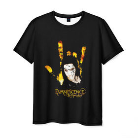Мужская футболка 3D с принтом Evanescence рука в Санкт-Петербурге, 100% полиэфир | прямой крой, круглый вырез горловины, длина до линии бедер | 