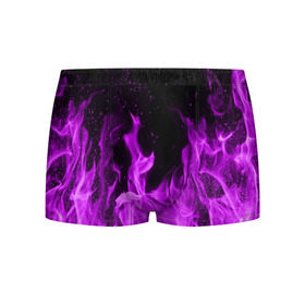 Мужские трусы 3D с принтом Фиолетовый огонь в Санкт-Петербурге, 50% хлопок, 50% полиэстер | классическая посадка, на поясе мягкая тканевая резинка | Тематика изображения на принте: лиловый | пламя | яркий