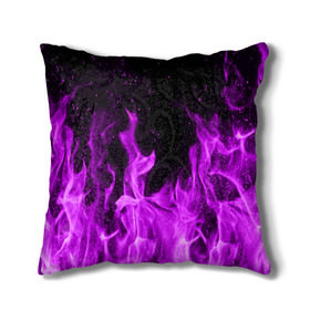 Подушка 3D с принтом Фиолетовый огонь в Санкт-Петербурге, наволочка – 100% полиэстер, наполнитель – холлофайбер (легкий наполнитель, не вызывает аллергию). | состоит из подушки и наволочки. Наволочка на молнии, легко снимается для стирки | лиловый | пламя | яркий