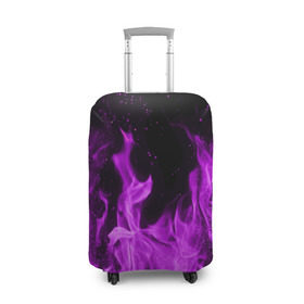 Чехол для чемодана 3D с принтом Фиолетовый огонь в Санкт-Петербурге, 86% полиэфир, 14% спандекс | двустороннее нанесение принта, прорези для ручек и колес | лиловый | пламя | яркий