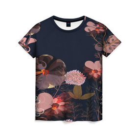 Женская футболка 3D с принтом Blossom fashion в Санкт-Петербурге, 100% полиэфир ( синтетическое хлопкоподобное полотно) | прямой крой, круглый вырез горловины, длина до линии бедер | blossom | flower | бабочки | весна | лето | природа | расцвет | цвет | цветение | цветковое растение | цветок